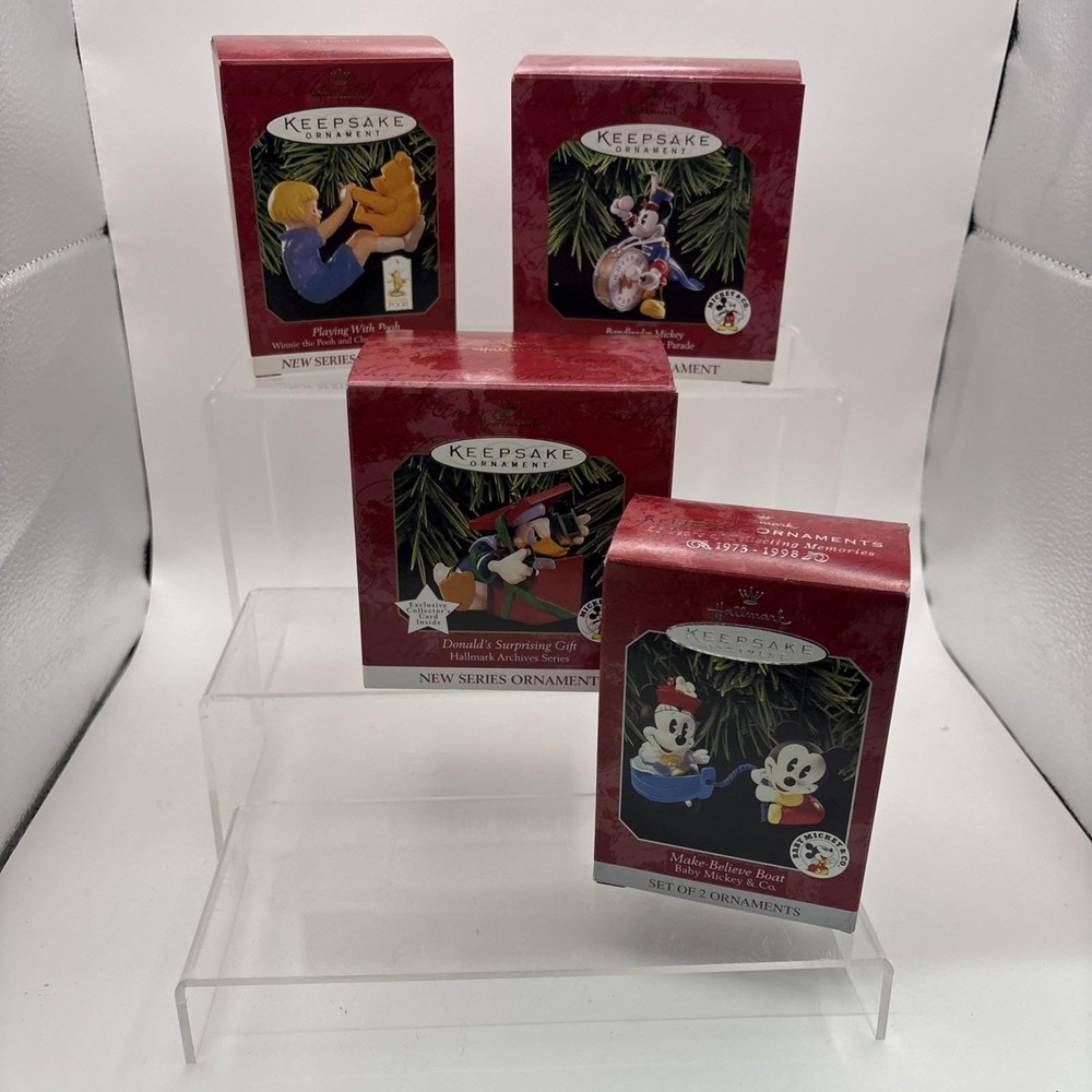 Hallmark Keepsake Ornaments~Lot of 4 Disney~Mickey, Donald, and Winnie Pooh~NIB